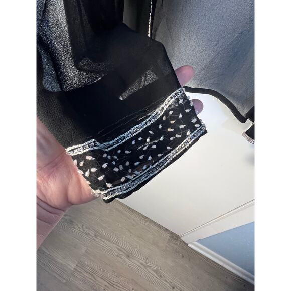 VTG Midnight Velvet Cardigan XL Sheer Black Beaded Elegant Cocktail Party Formal - Picture 4 of 6